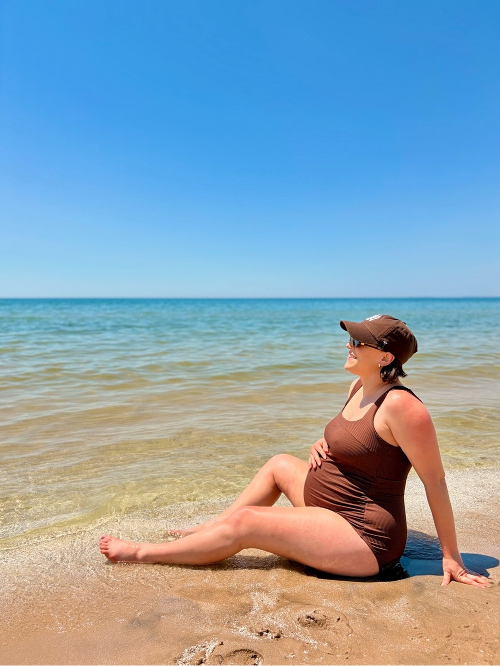 Maternity Brown One-Piece Swimwear